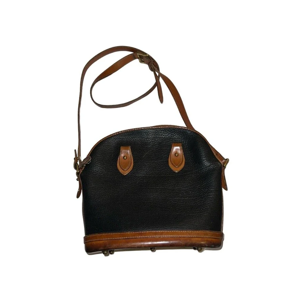 Vintage Dooney & Bourke All Weather Leather Pebble Green Tan Satchel Handbag USA - Picture 3 of 10